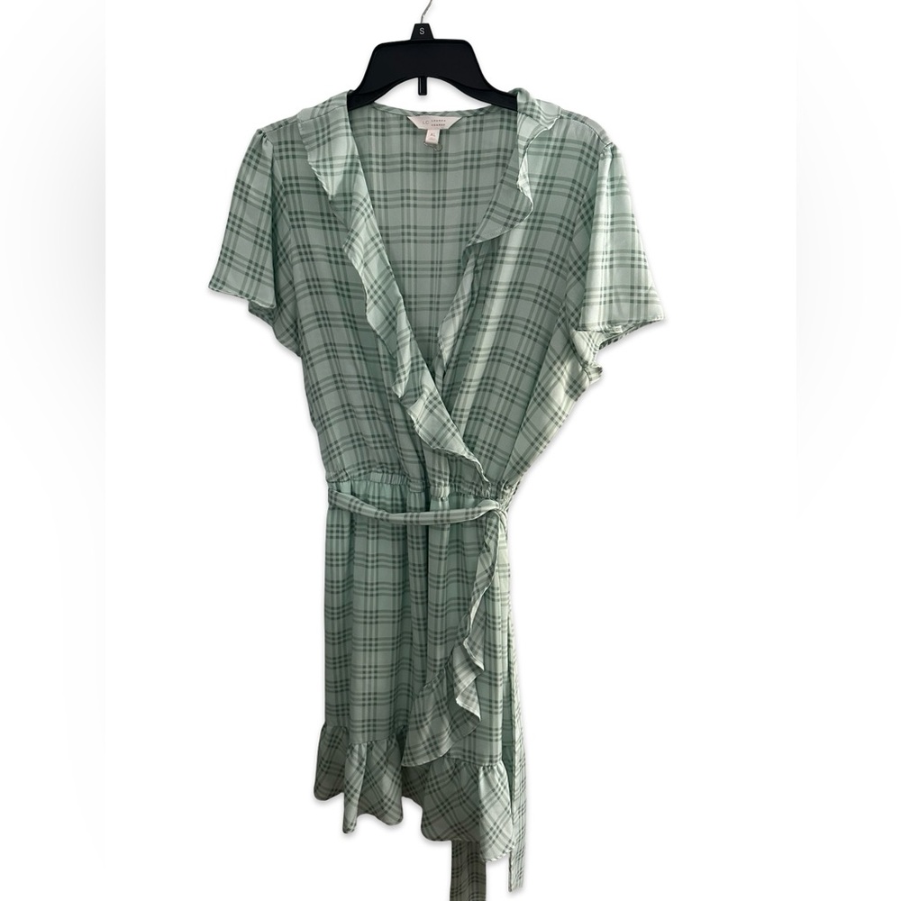 LC Lauren Conrad Green Scoop Neck Flutter Sleeve wrap dress XL
